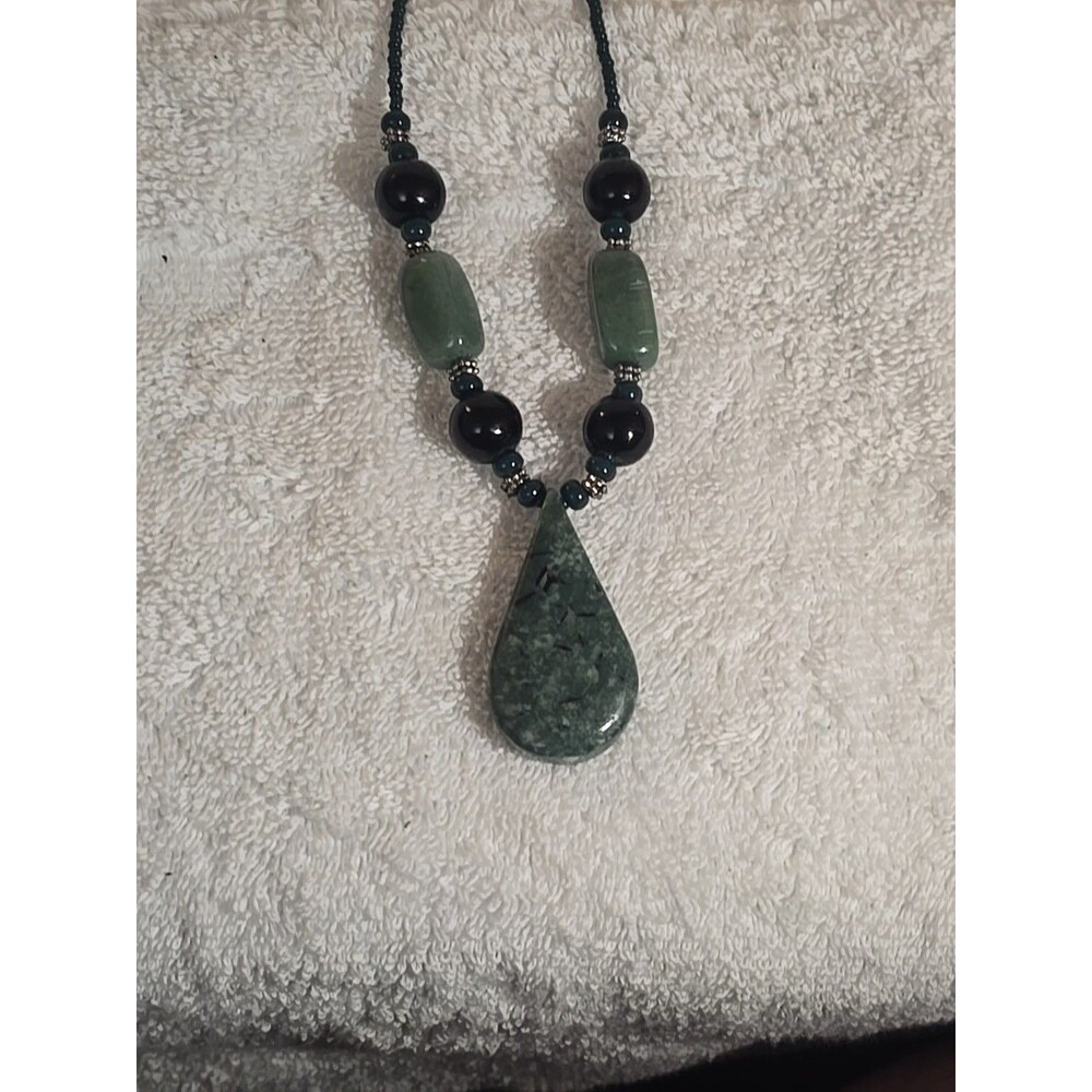 Green Jade Jasper Marble Beaded Necklace